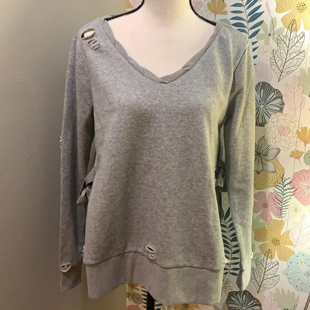 Romeo and Juliet distressed sweatshirt oversized ribbon bows